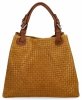 Stylowa Torebka Skórzana Shopper Bag Musztarda
